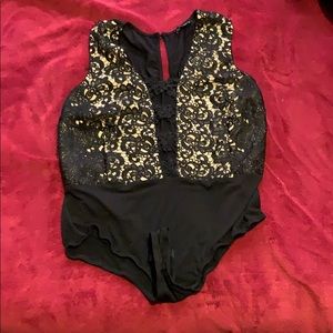 Plus size black lace leotard